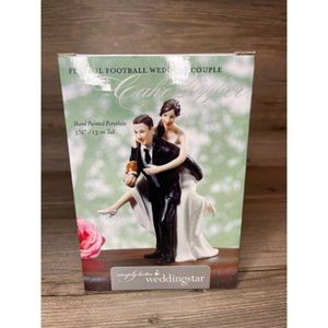 Wedding Playful Football Sports Couple Wedding Cake Topper